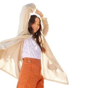 DONNI. Cardigan Cottage Lagenlook Women Coastal Grey Open Front Pockets Duster